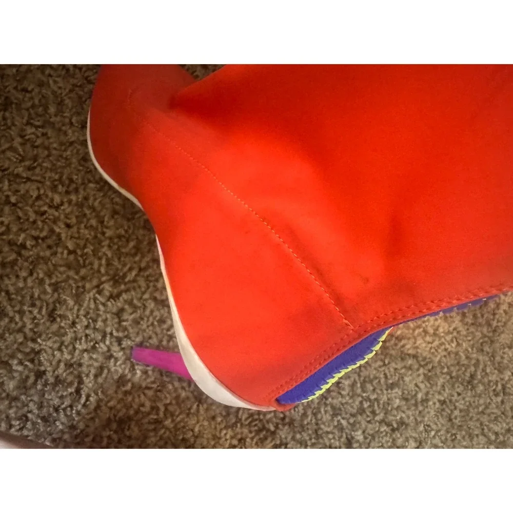 Aldo Neon Orange Sock Boots Peep Toe Stiletto Heel Gogo Retro Zip Womens 9/40
